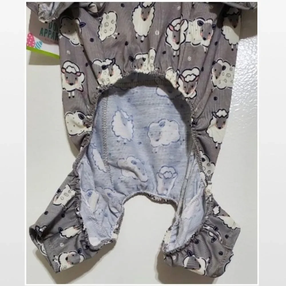 New Pet Dog Grey & White Sheep Cloths Medium Canine Easter Pajamas Clothing NWT